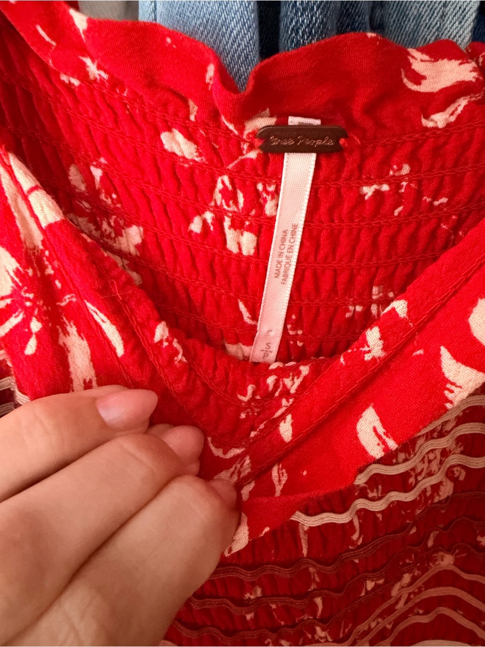 Free People Red Floral Tie-Shoulder Wide-Leg Jumpsuit - Picture 3 of 3